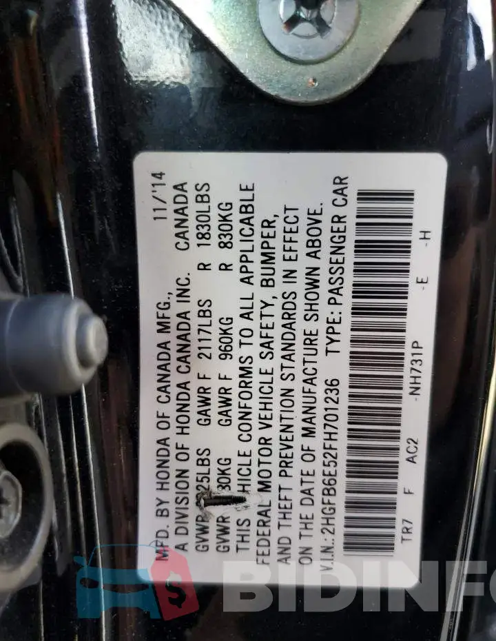 2HGFB6E52FH701236 Photo# 13