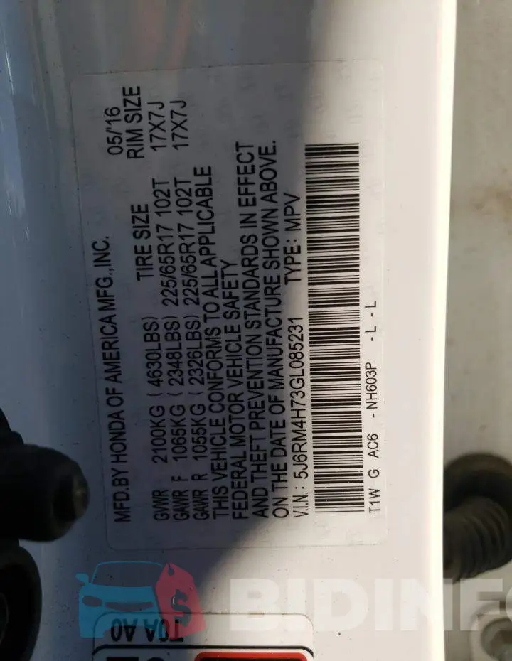 5J6RM4H73GL085231 Photo# 12