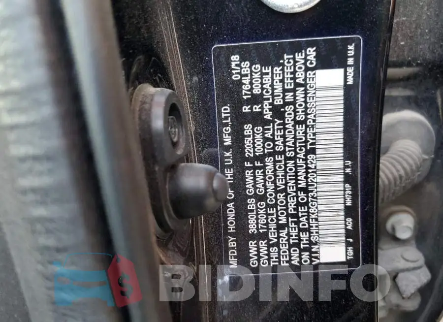 SHHFK8G73JU201429 Photo# 12
