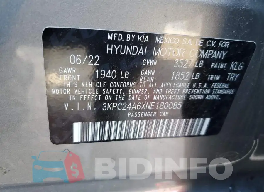 3KPC24A6XNE180085 Photo# 12