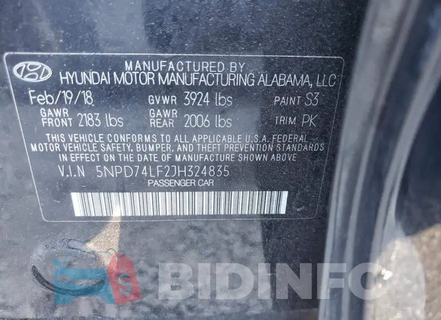 5NPD74LF2JH324835 Photo# 13