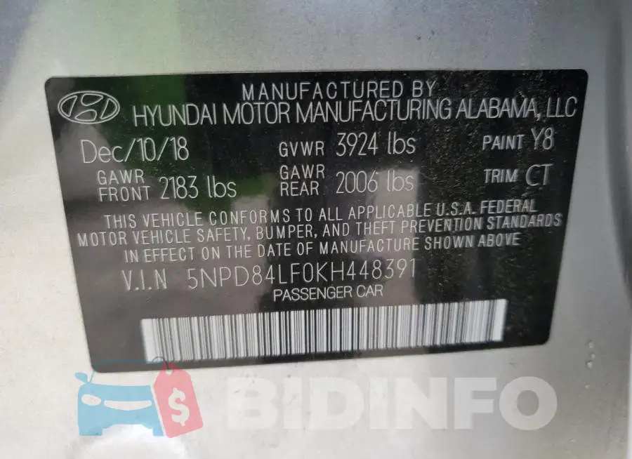 5NPD84LF0KH448391 Photo# 13