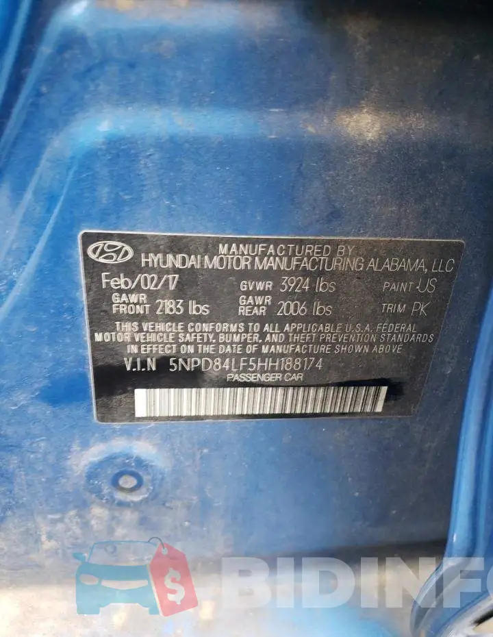 5NPD84LF5HH188174 Photo# 10