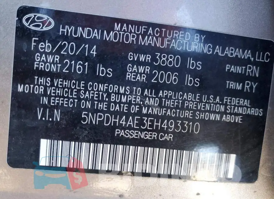 5NPDH4AE3EH493310 Photo# 13