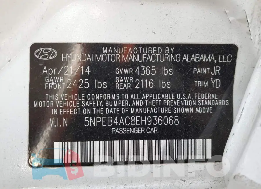 5NPEB4AC8EH936068 Photo# 12