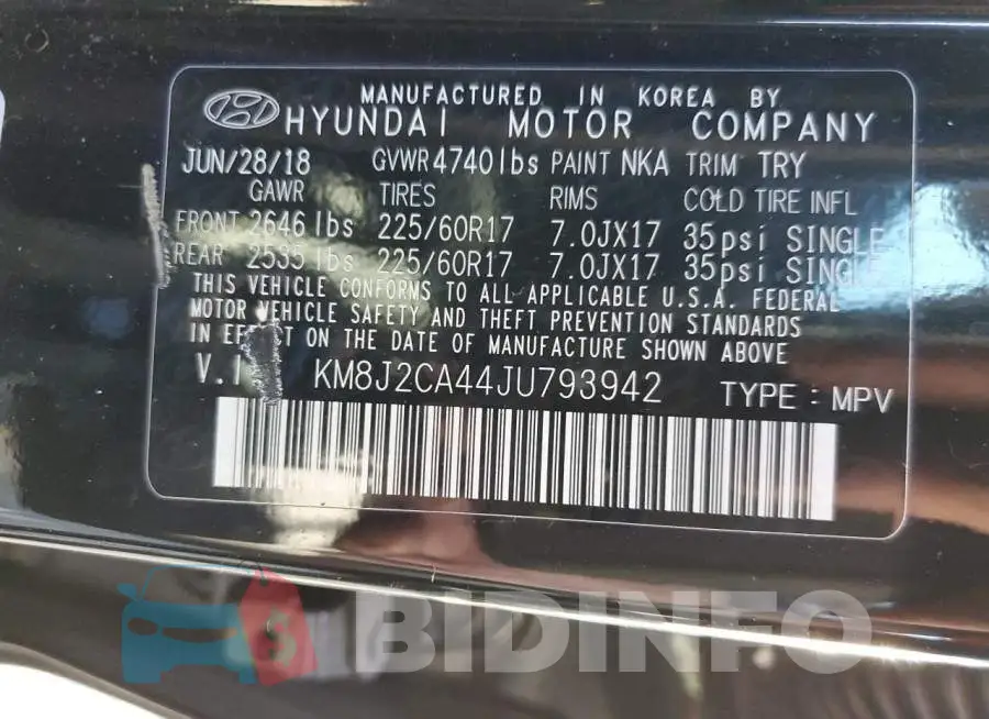KM8J2CA44JU793942 Photo# 10