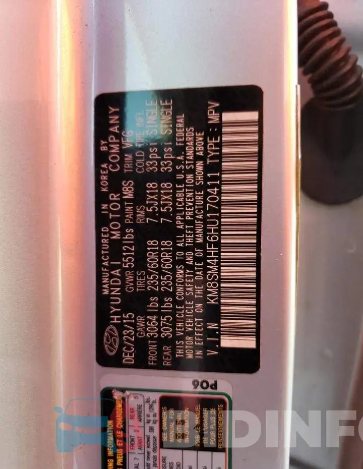 KM8SM4HF6HU170411 Photo# 12