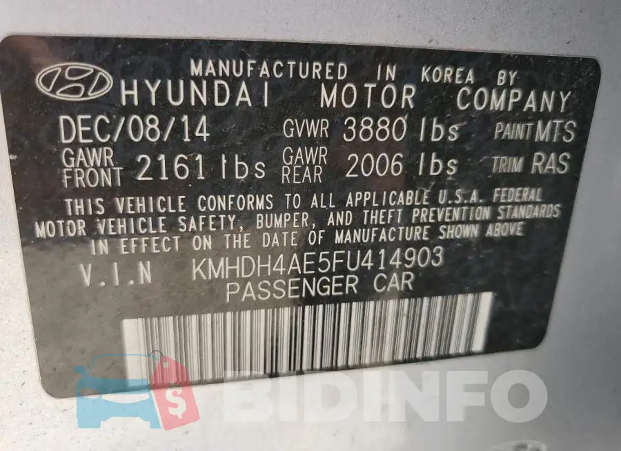 KMHDH4AE5FU414903 Photo# 12