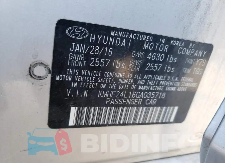 KMHE24L16GA035718 Photo# 12
