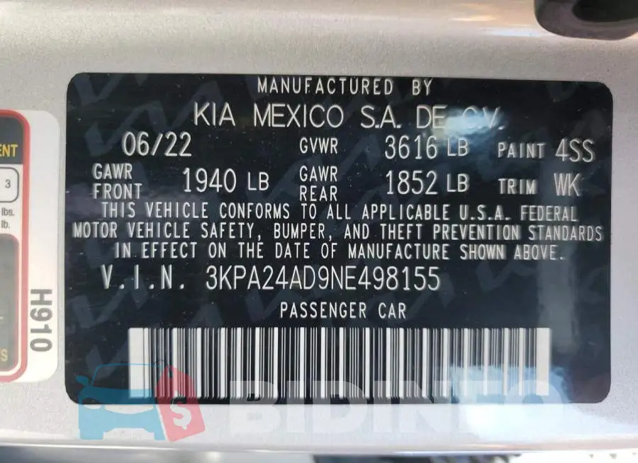 3KPA24AD9NE498155 Photo# 12