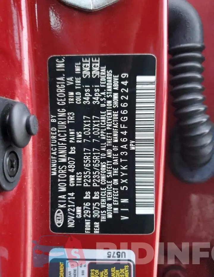 5XYKT3A64FG662249 Photo# 12