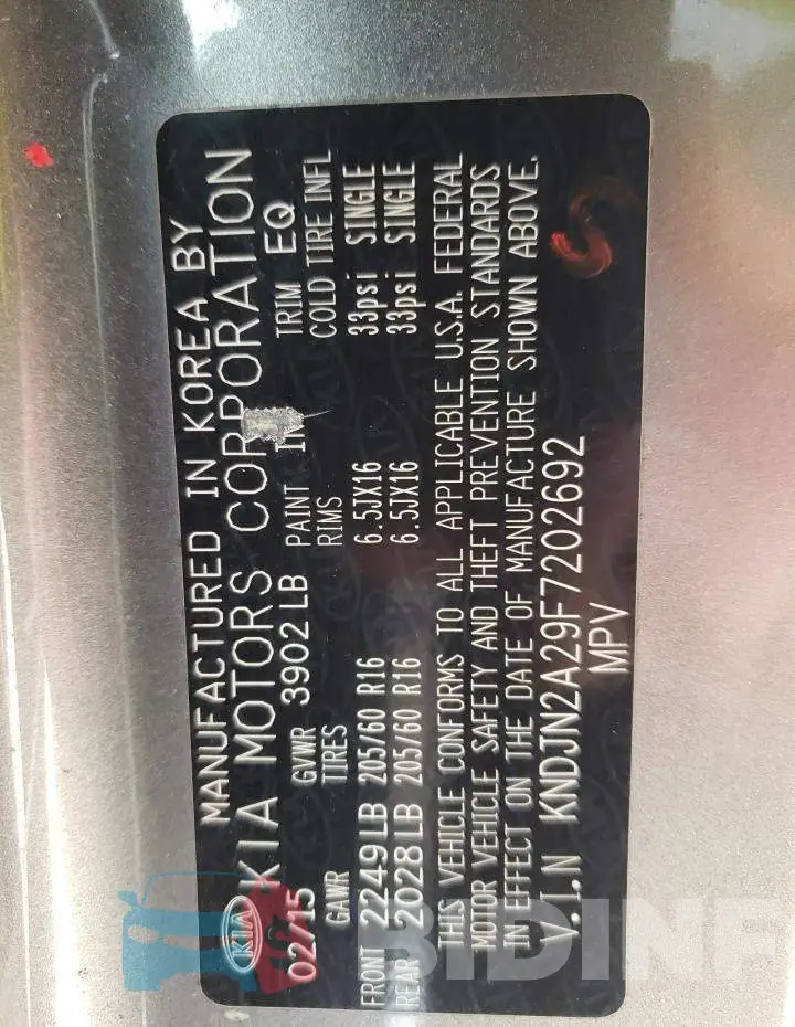 KNDJN2A29F7202692 Photo# 12