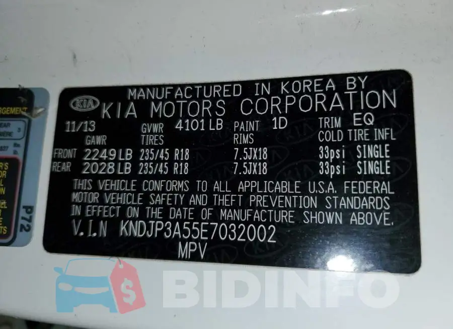 KNDJP3A55E7032002 Photo# 13