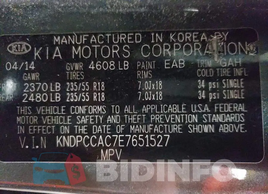 KNDPCCAC7E7651527 Photo# 13