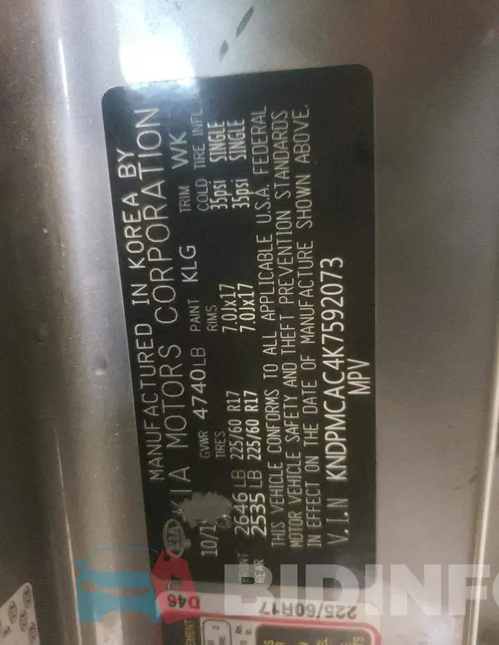 KNDPMCAC4K7592073 Photo# 12