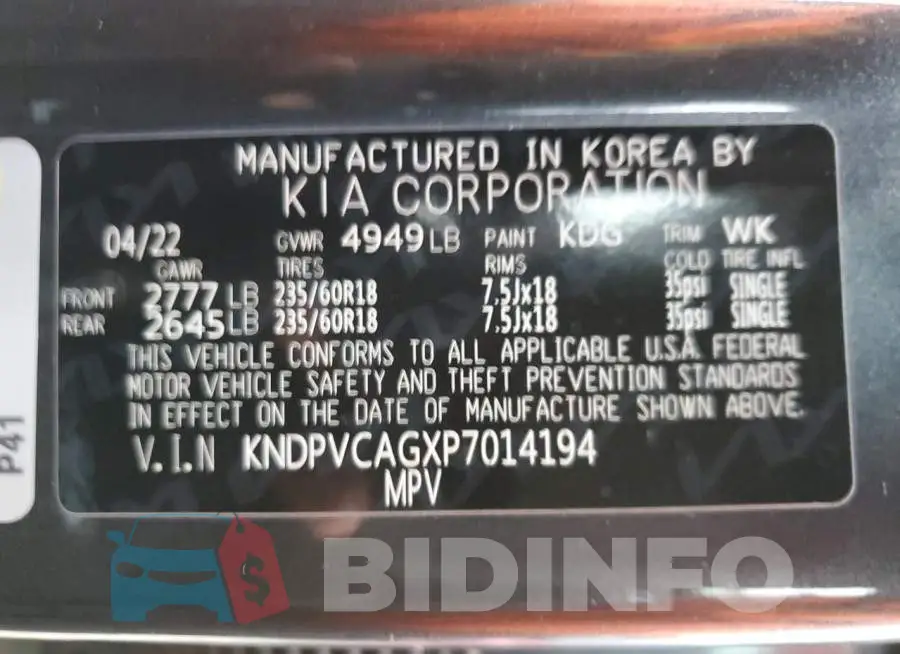 KNDPVCAGXP7014194 Photo# 13