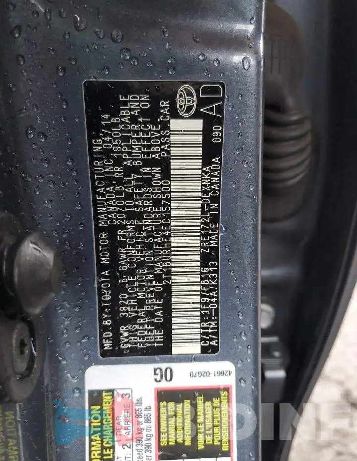 2T1BURHE4EC157500 Photo# 12
