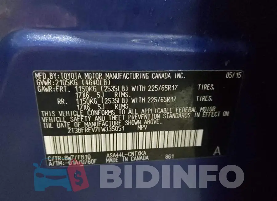 2T3BFREV7FW335051 Photo# 13