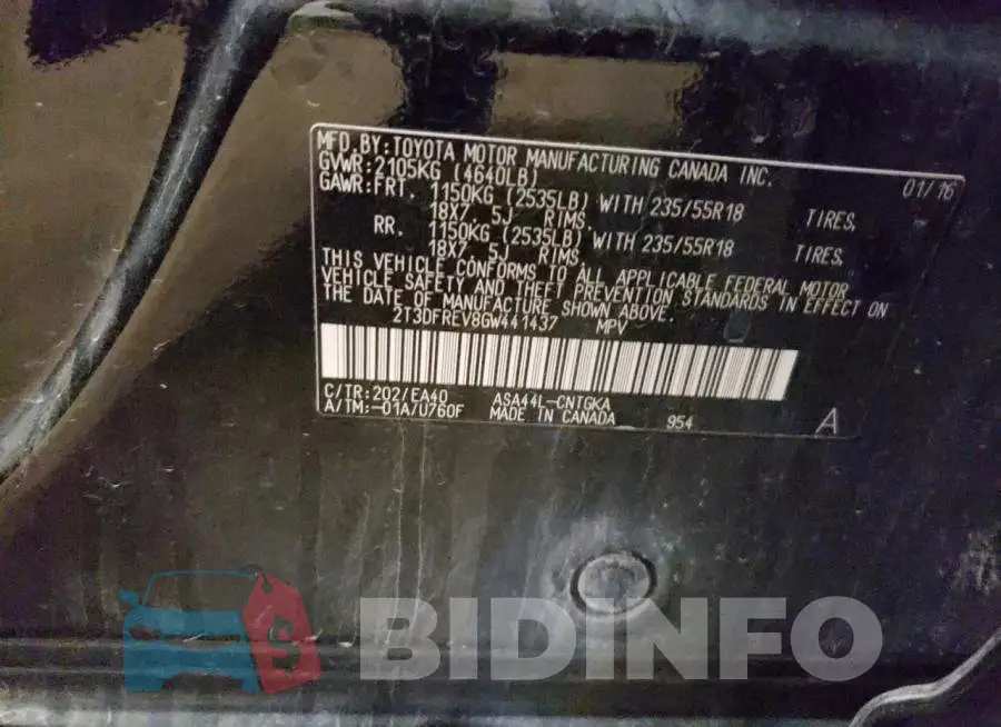 2T3DFREV8GW441437 Photo# 14