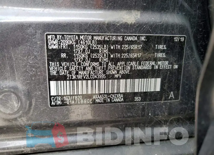 2T3K1RFV2LC043995 Photo# 14