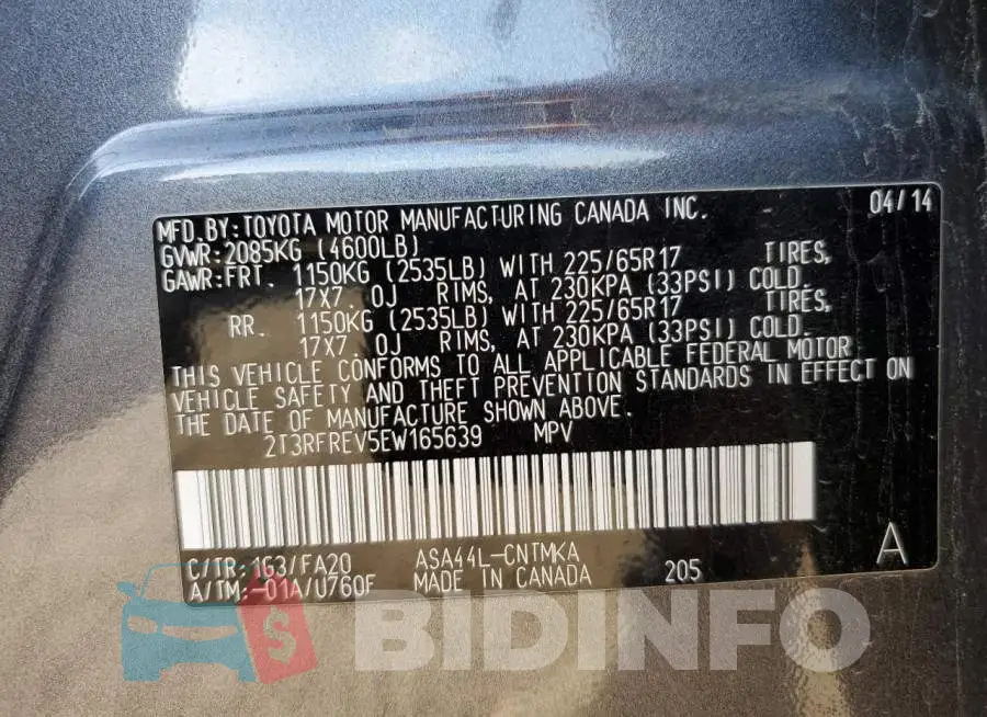 2T3RFREV5EW165639 Photo# 13