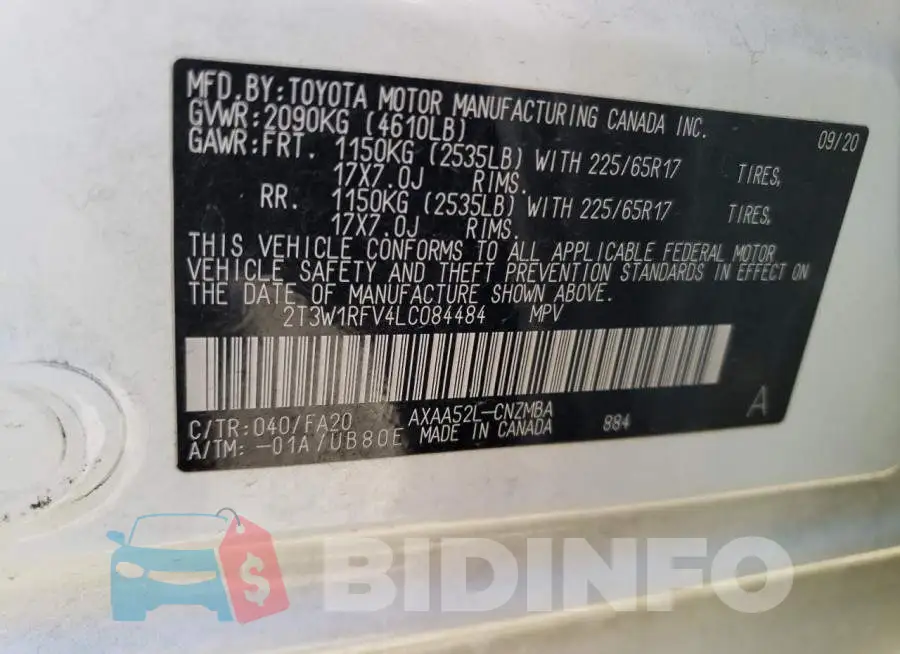 2T3W1RFV4LC084484 Photo# 12