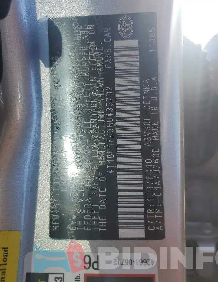 4T1BF1FK3HU435732 Photo# 12
