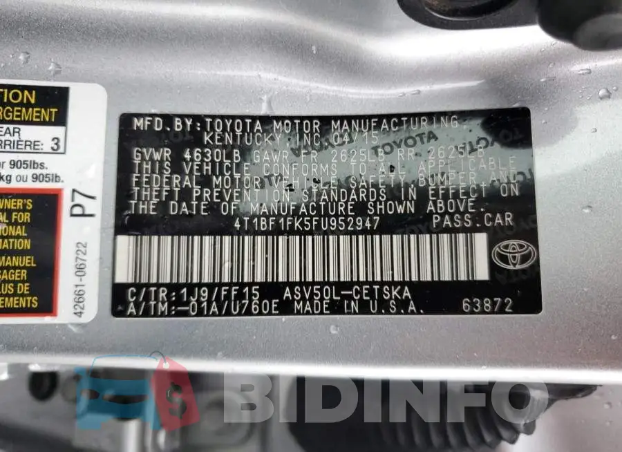 4T1BF1FK5FU952947 Photo# 12