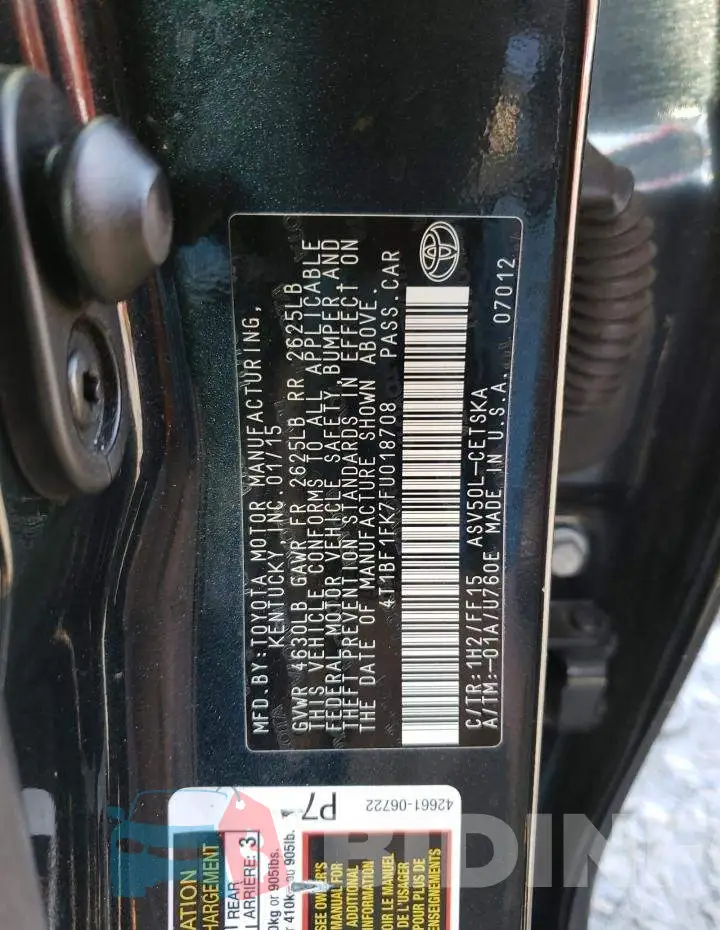 4T1BF1FK7FU018708 Photo# 12