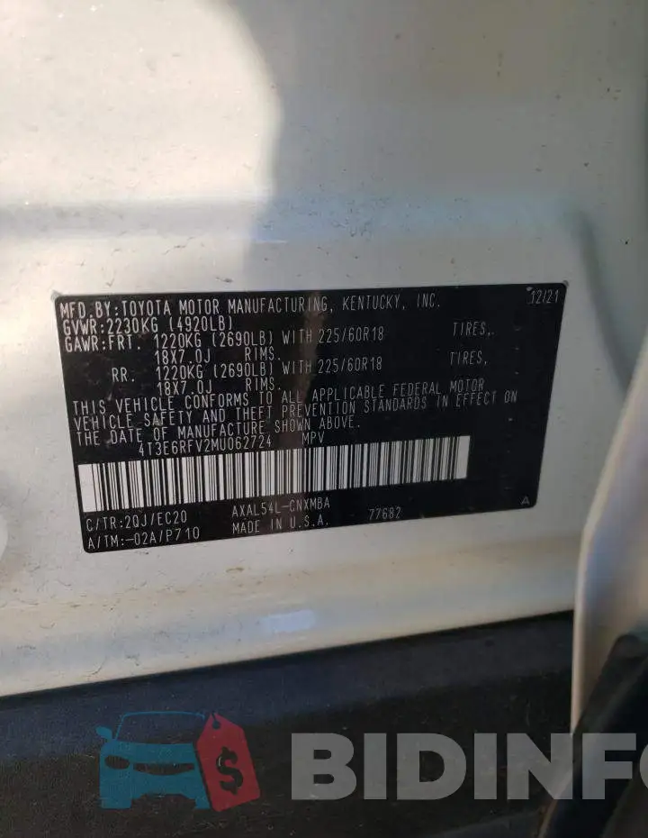 4T3E6RFV2MU062724 Photo# 14