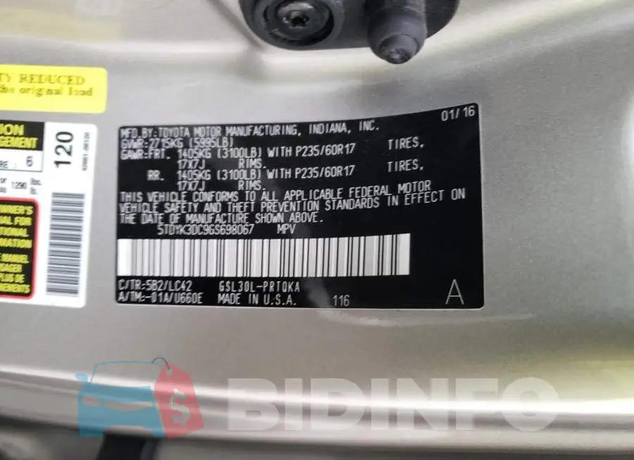 5TDYK3DC9GS698067 Photo# 13