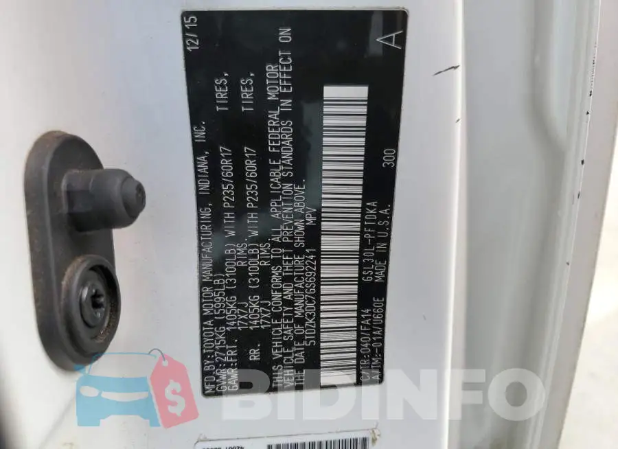 5TDZK3DC7GS692241 Photo# 13