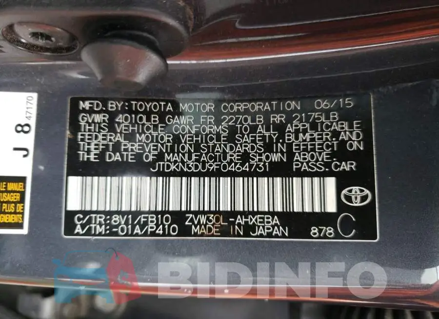JTDKN3DU9F0464731 Photo# 13
