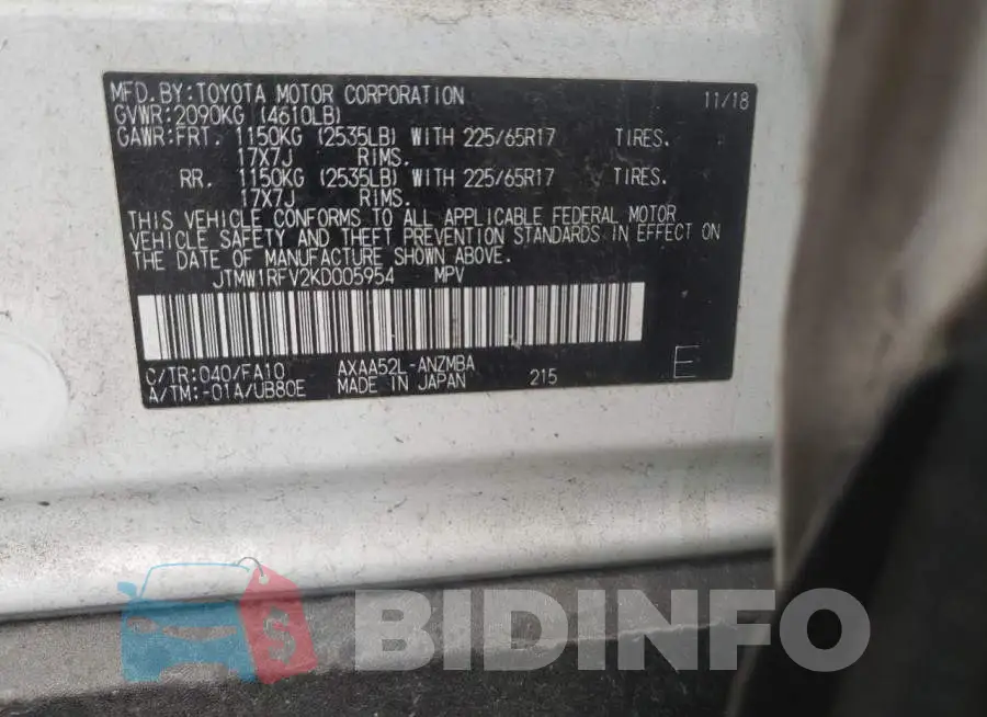 JTMW1RFV2KD005954 Photo# 10