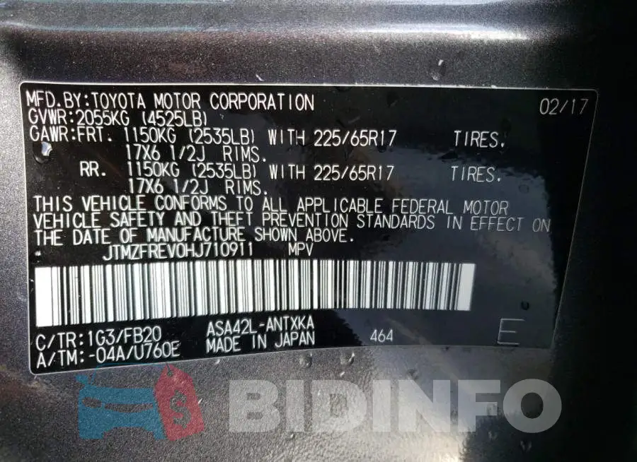 JTMZFREV0HJ710911 Photo# 13