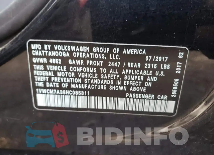 1VWCM7A38HC085311 Photo# 12