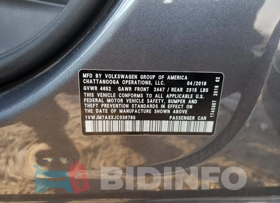 1VWJM7A3XJC036785 Photo# 13