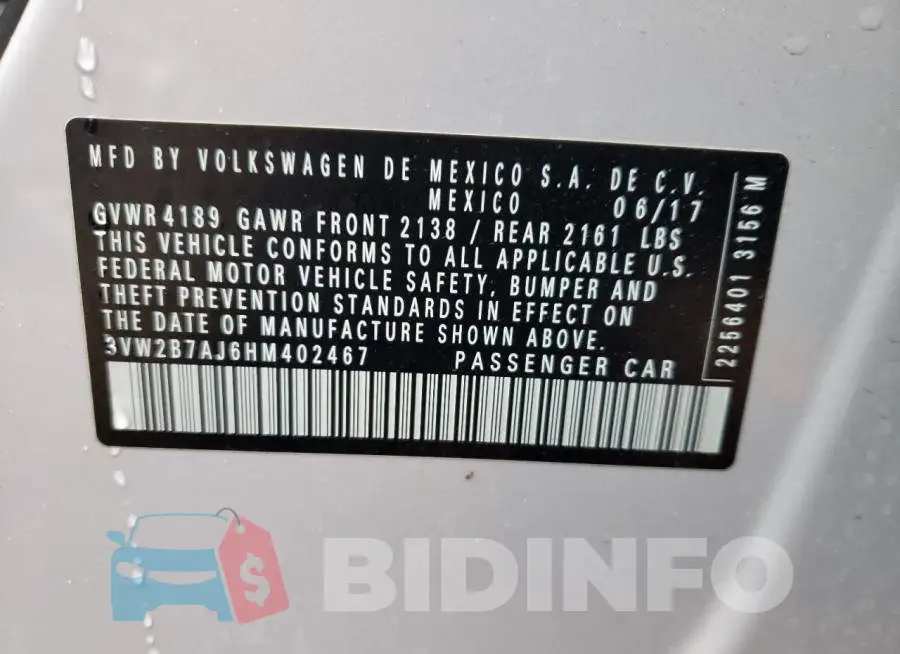 3VW2B7AJ6HM402467 Photo# 12