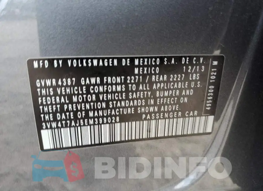 3VW4T7AJ5EM399028 Photo# 12
