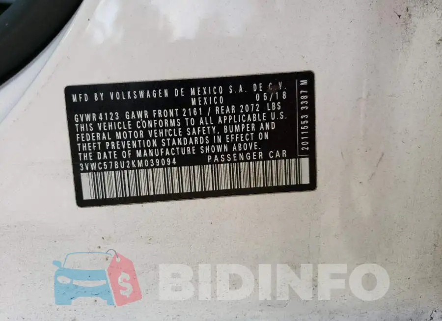 3VWC57BU2KM039094 Photo# 13