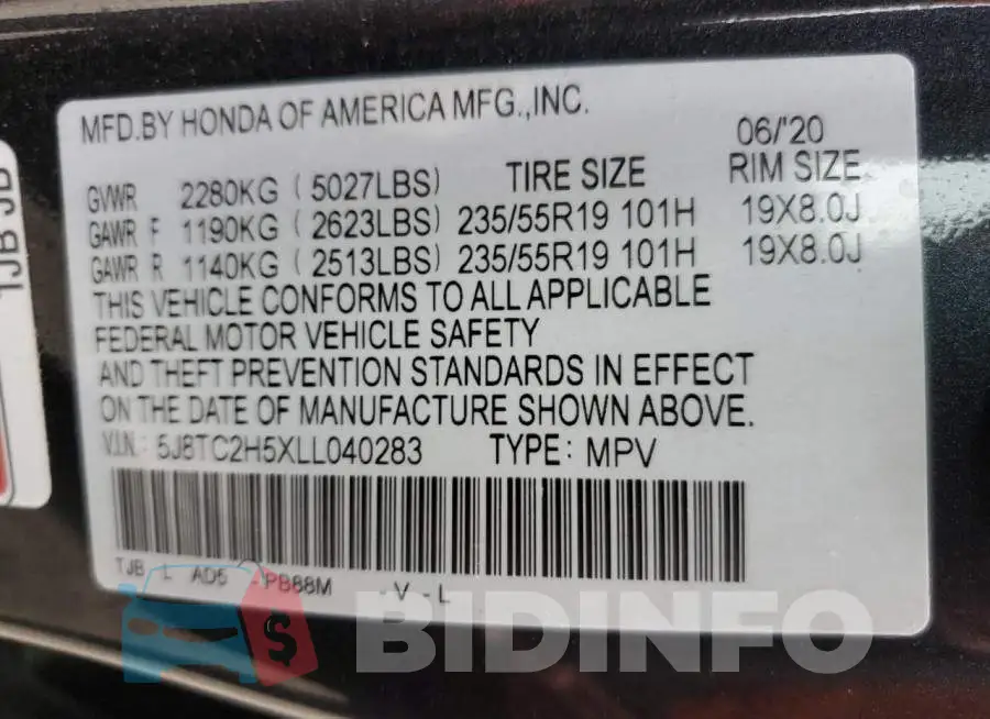 5J8TC2H5XLL040283 Photo# 13