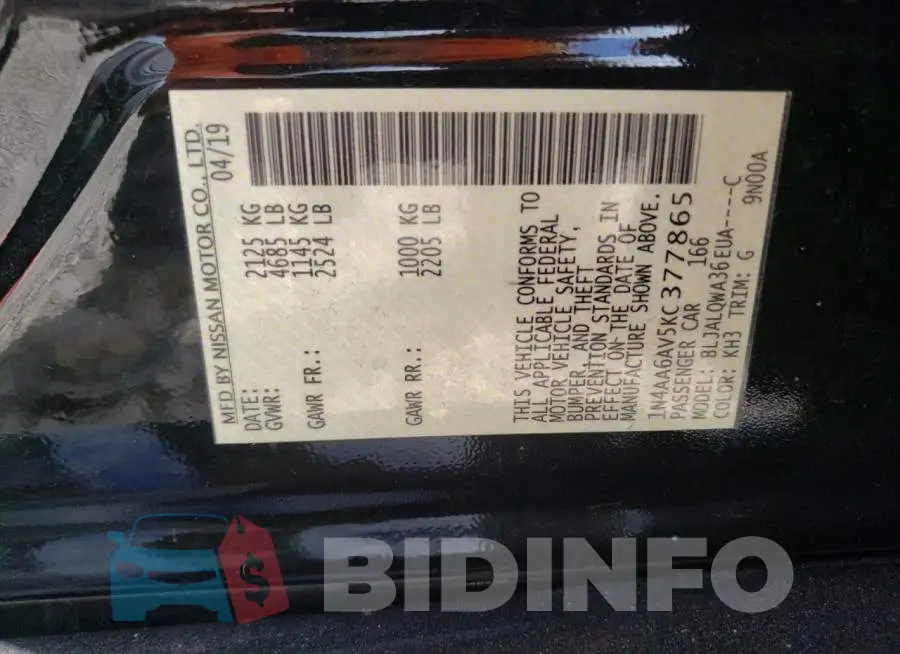 1N4AA6AV5KC377865 Photo# 12