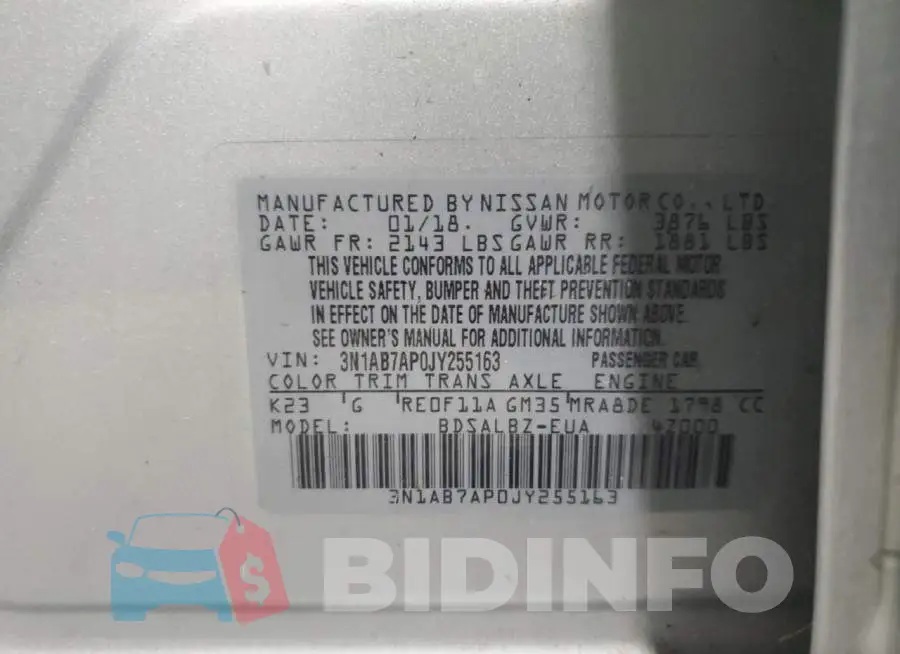 3N1AB7AP0JY255163 Photo# 12