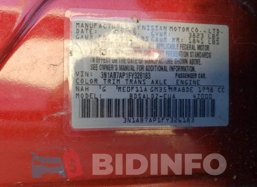 3N1AB7AP1FY326183 Photo# 12