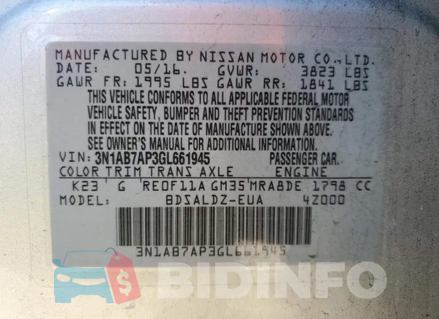 3N1AB7AP3GL661945 Photo# 12