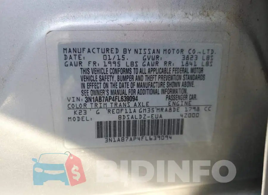 3N1AB7AP4FL639094 Photo# 13