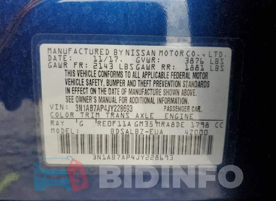 3N1AB7AP4JY228693 Photo# 12