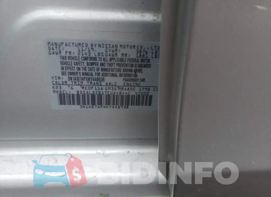 3N1AB7APXKY448938 Photo# 10
