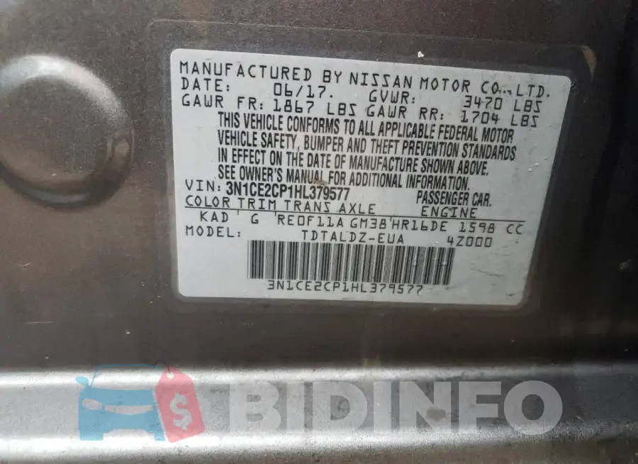 3N1CE2CP1HL379577 Photo# 12