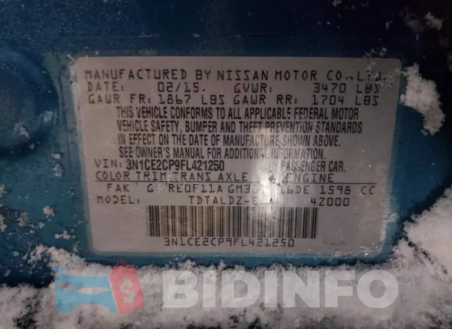 3N1CE2CP9FL421250 Photo# 12